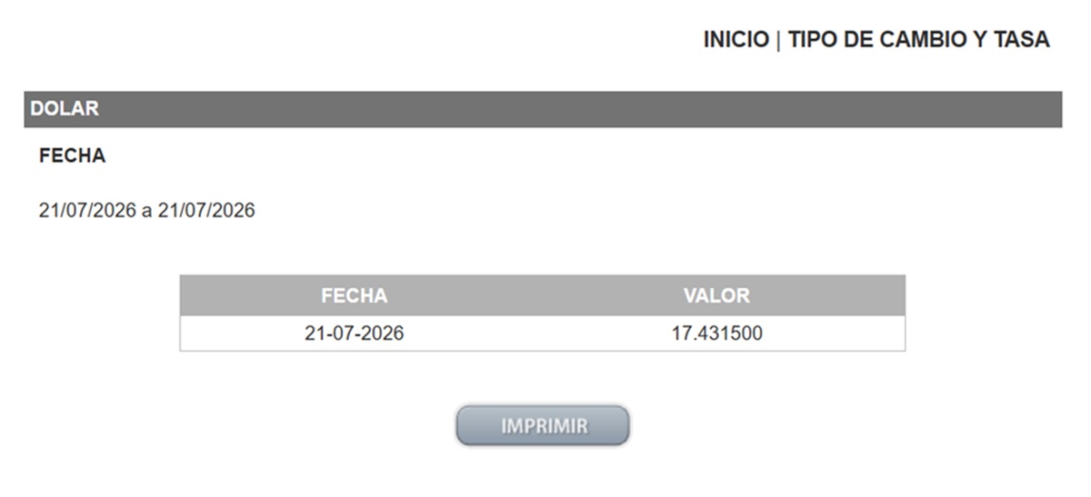 Precio del dólar en el DOF