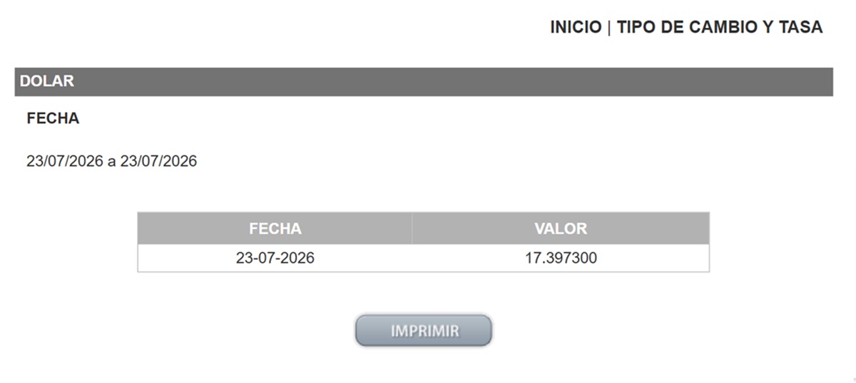 Precio del dólar en el DOF
