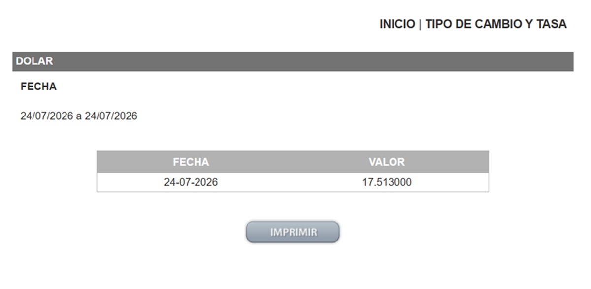 Precio del dólar en el DOF