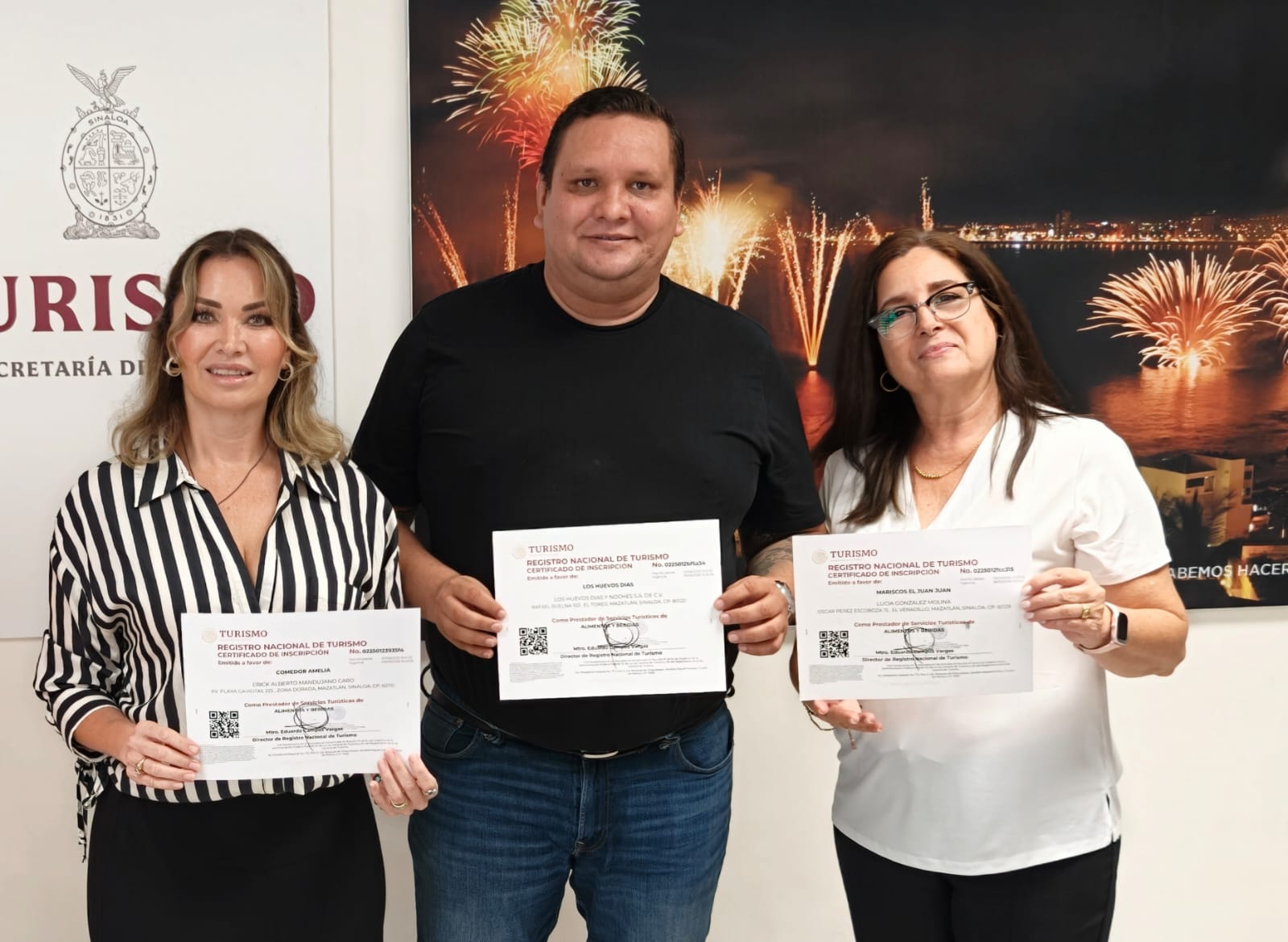 Secretaría de Turismo entrega distintivos México Anfitrión, en Mazatlán