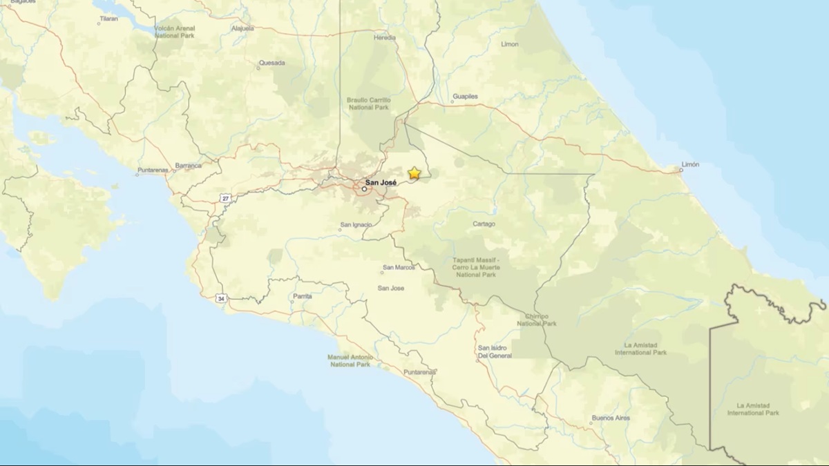 Dos sismos sacuden Costa Rica en la madrugada