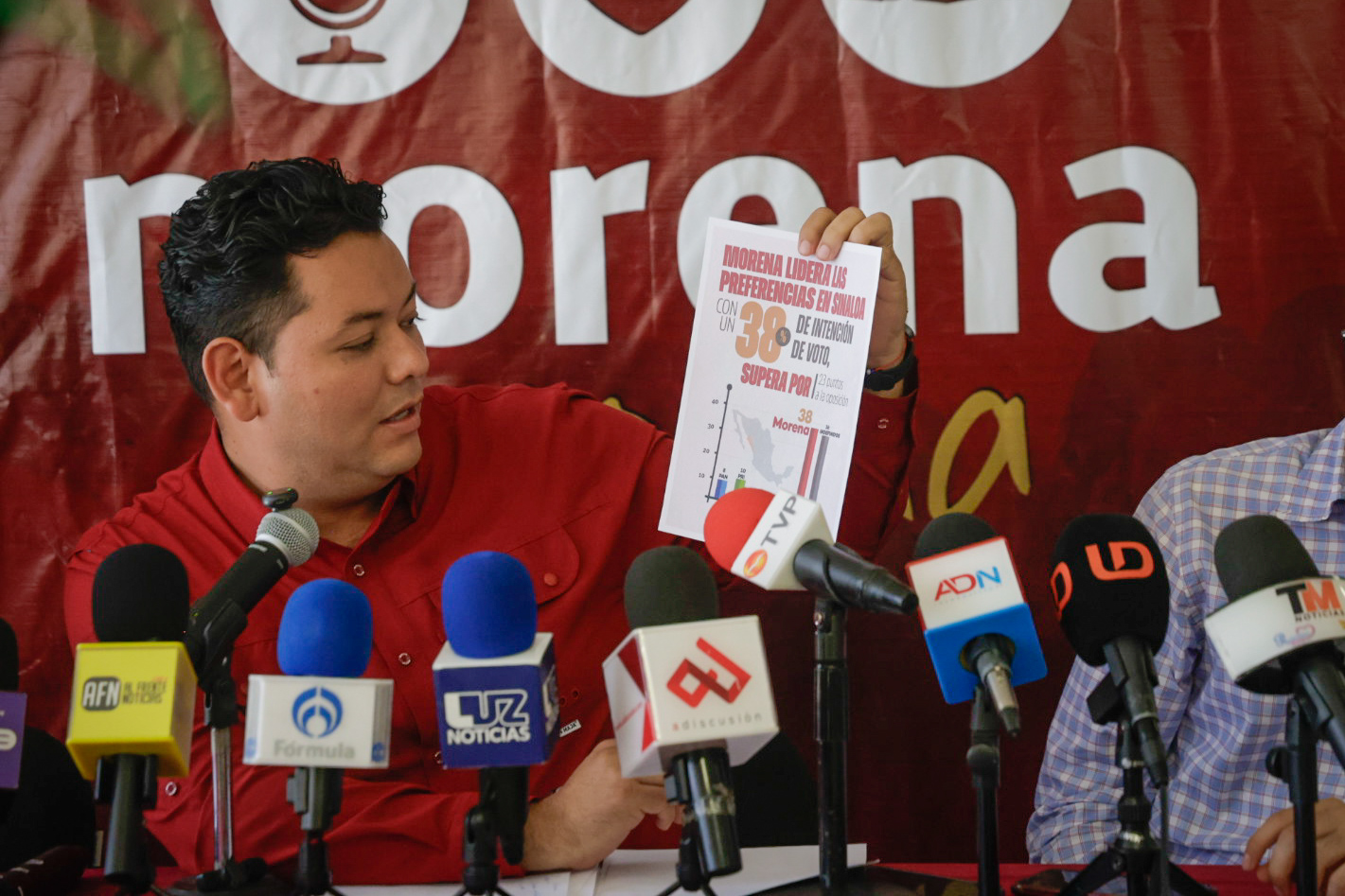 Edgar Barraza, dirigente de Morena en Sinaloa en conferencia