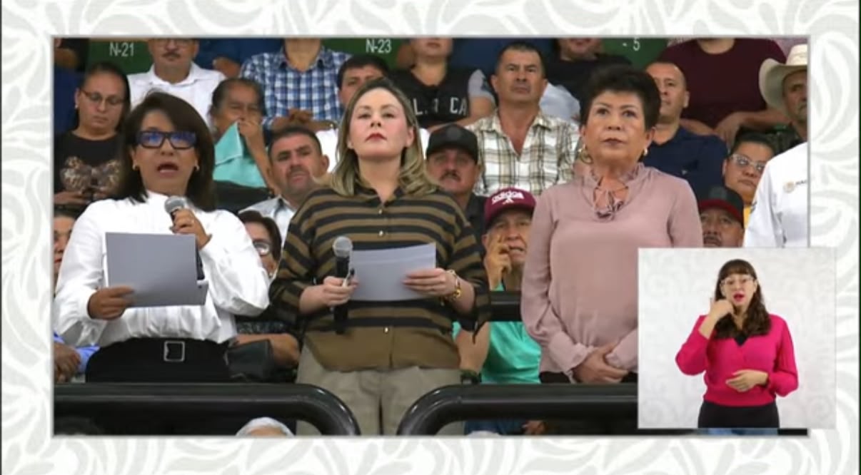Se enlaza Yeraldine Bonilla a la mañanera, entregan apoyos a productores