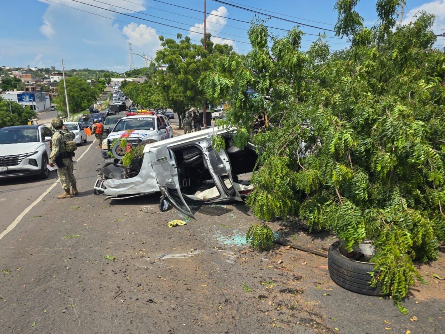Accidente de tránsito en la colonia 22 de Diciembre de Culiacán