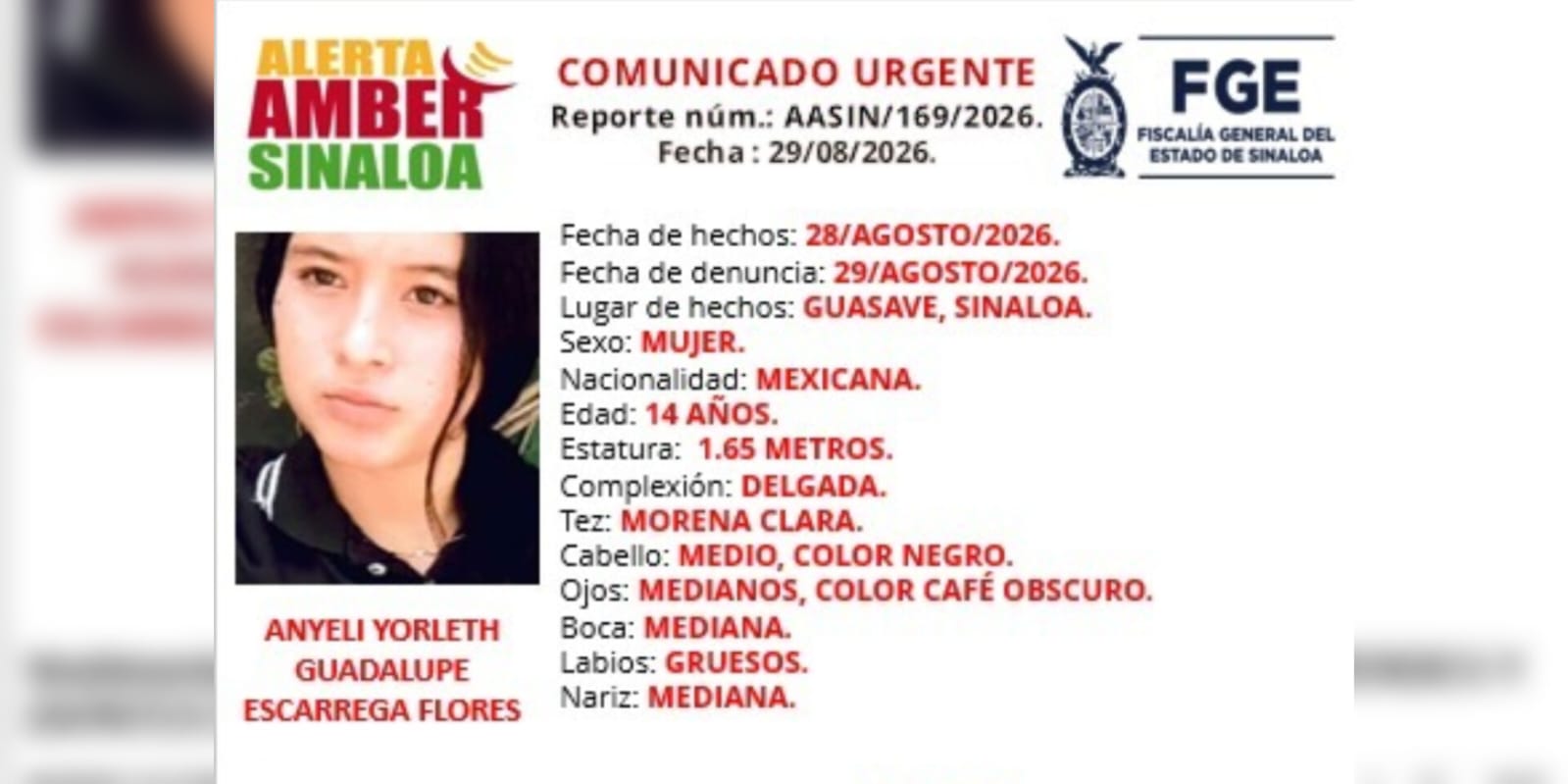 Buscan a Anyeli en Guasave