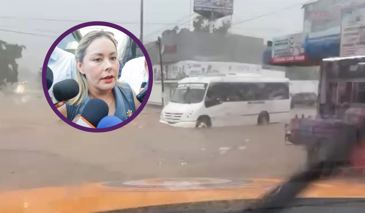 Urbano varado en inundación en Culiacán