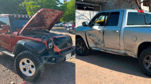 Chocan conductores de dos camionetas en la colonia Doctores de Guasave, Sinaloa