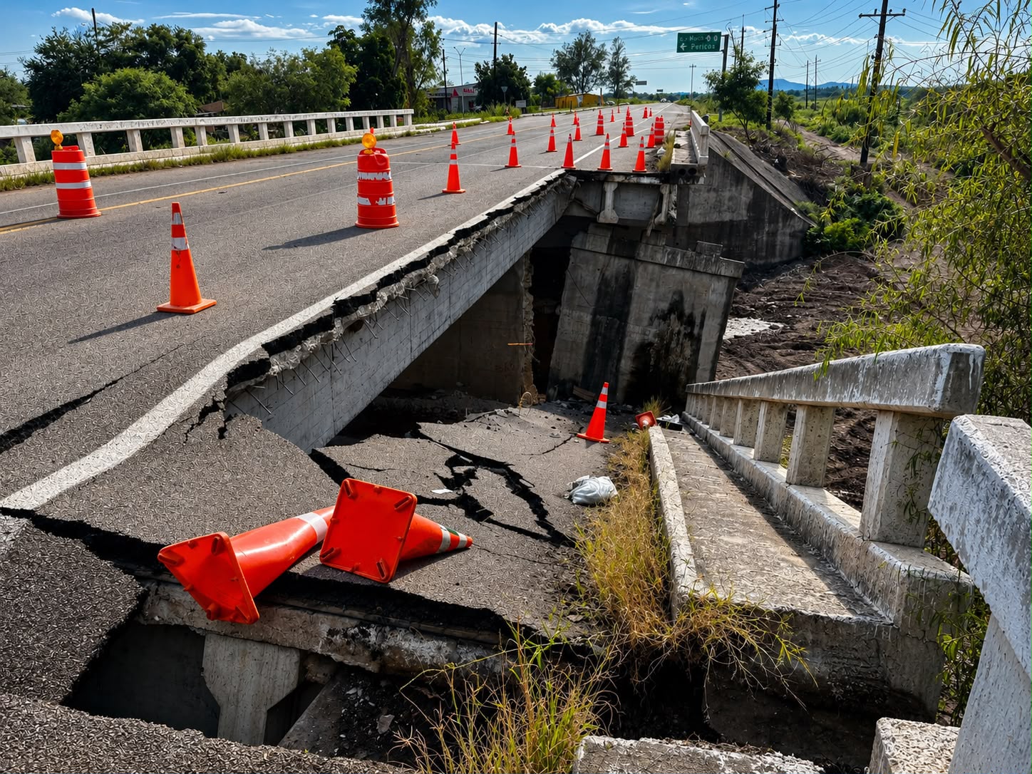 Colapso del puente Alemania en Mocorito