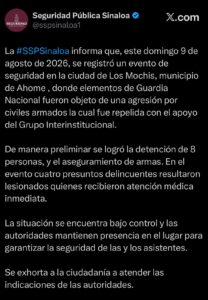 Comunicado de la SSP Sinaloa