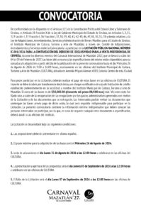 Convocatoria Carnaval de Mazatlán