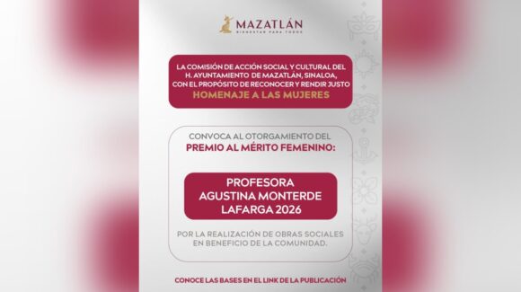 ¿Conoces a una mujer destacada por su labor social? Mazatlán convoca al Premio al Mérito Femenino 2026