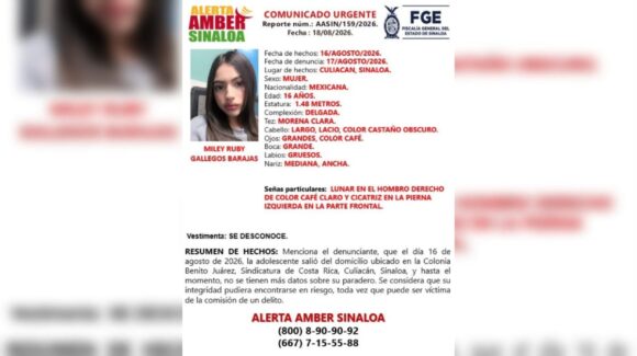 Activan ficha de búsqueda por desaparición de adolescente en Costa Rica de Culiacán