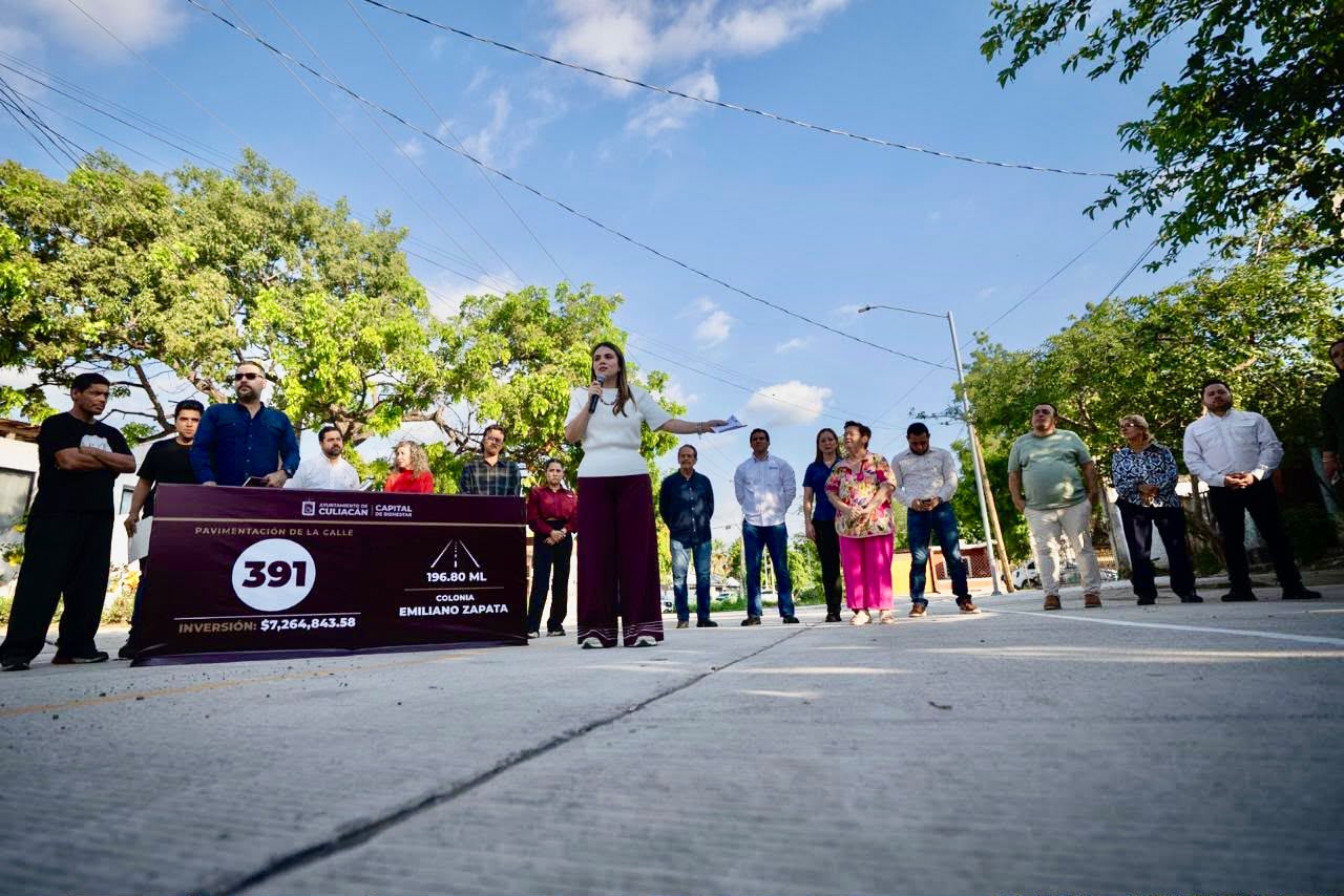 Entregan pavimentación en la Col. Emiliano Zapata, Culiacán