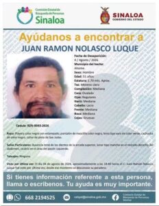 Buscan a Juan Ramón en Ahome