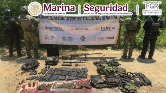 Gabinete de Seguridad destaca decomiso de fusil Barrett calibre .50, arsenal y explosivos en la ‘Operación Sable’ en Sinaloa