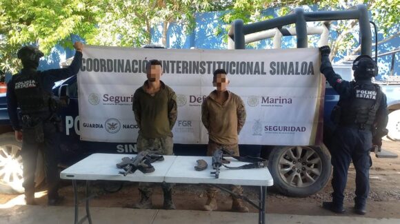 Detienen a dos sujetos armados durante operativo de vigilancia en comunidades de Rosario, Sinaloa