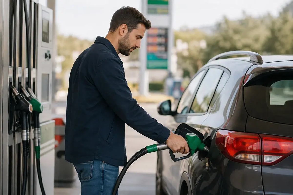 Joven cargando gasolina