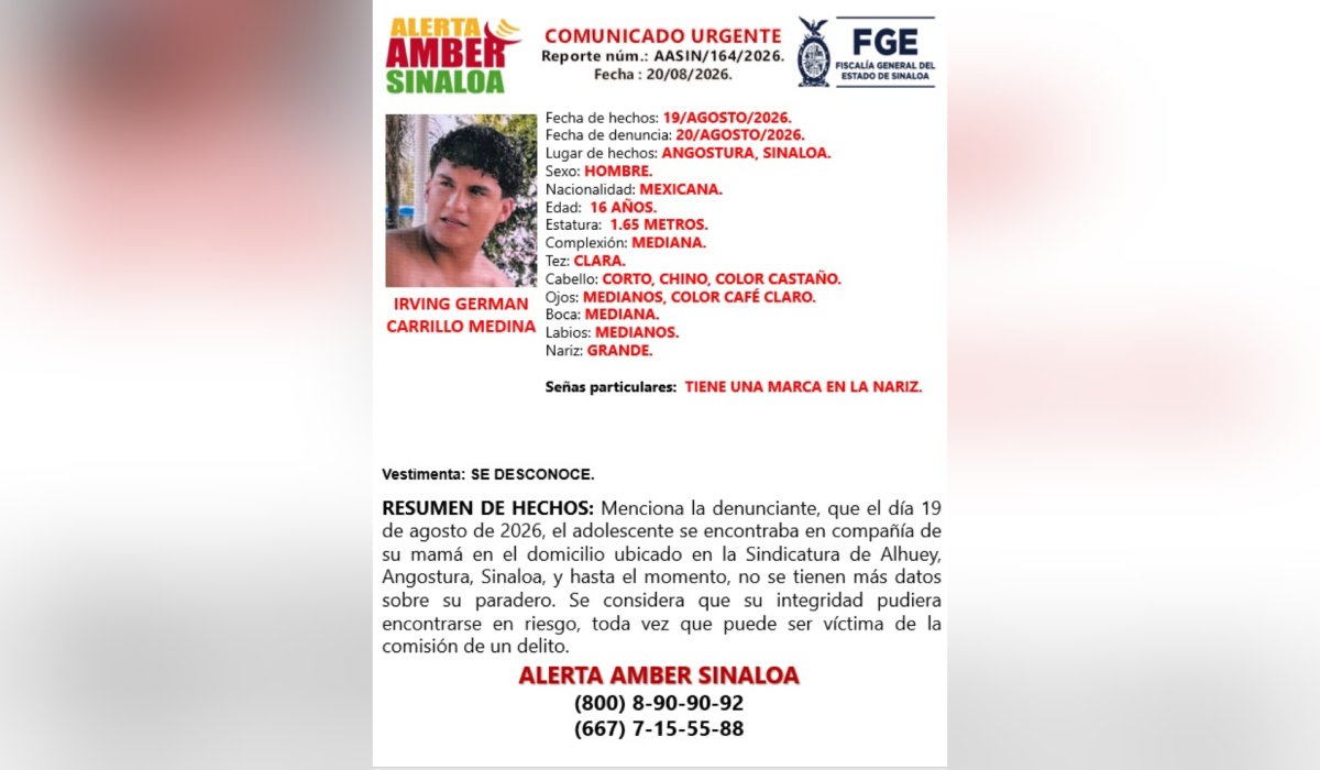 Joven de Guamúchil desaparecido rumbo a Mazatlán