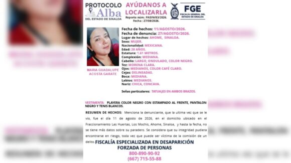 María Guadalupe Acosta desapareció en Los Mochis, Sinaloa; familiares piden apoyo para localizarla