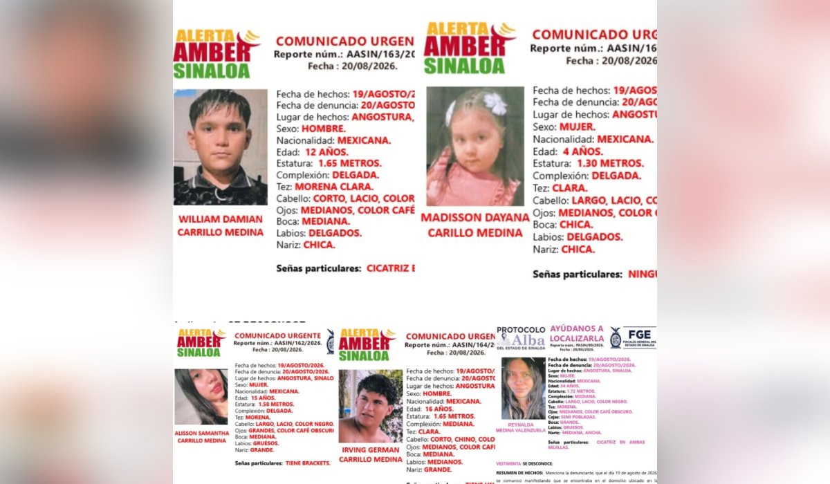 Familia de Guamúchil desaparecida cuando se dirigía a Mazatlán