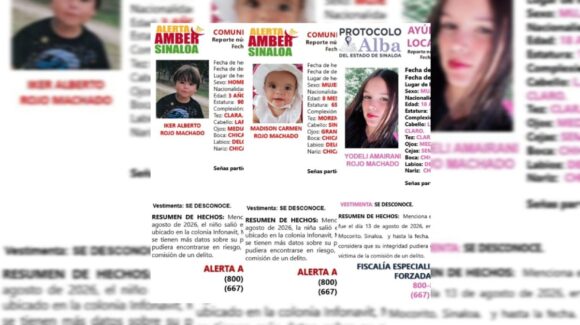 Activan Alerta Amber para localizar a tres personas desaparecidas en Mocorito; dos son menores de edad