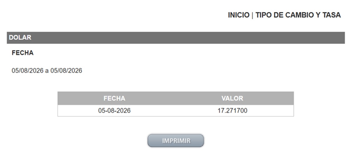 Precio del dólar en el DOF