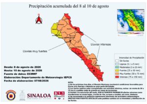 Pronóstico de lluvia en Sinaloa