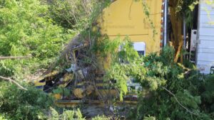 trailer se sale del camino y choca contra arboles en el libramiento mazatlan culiacan choque