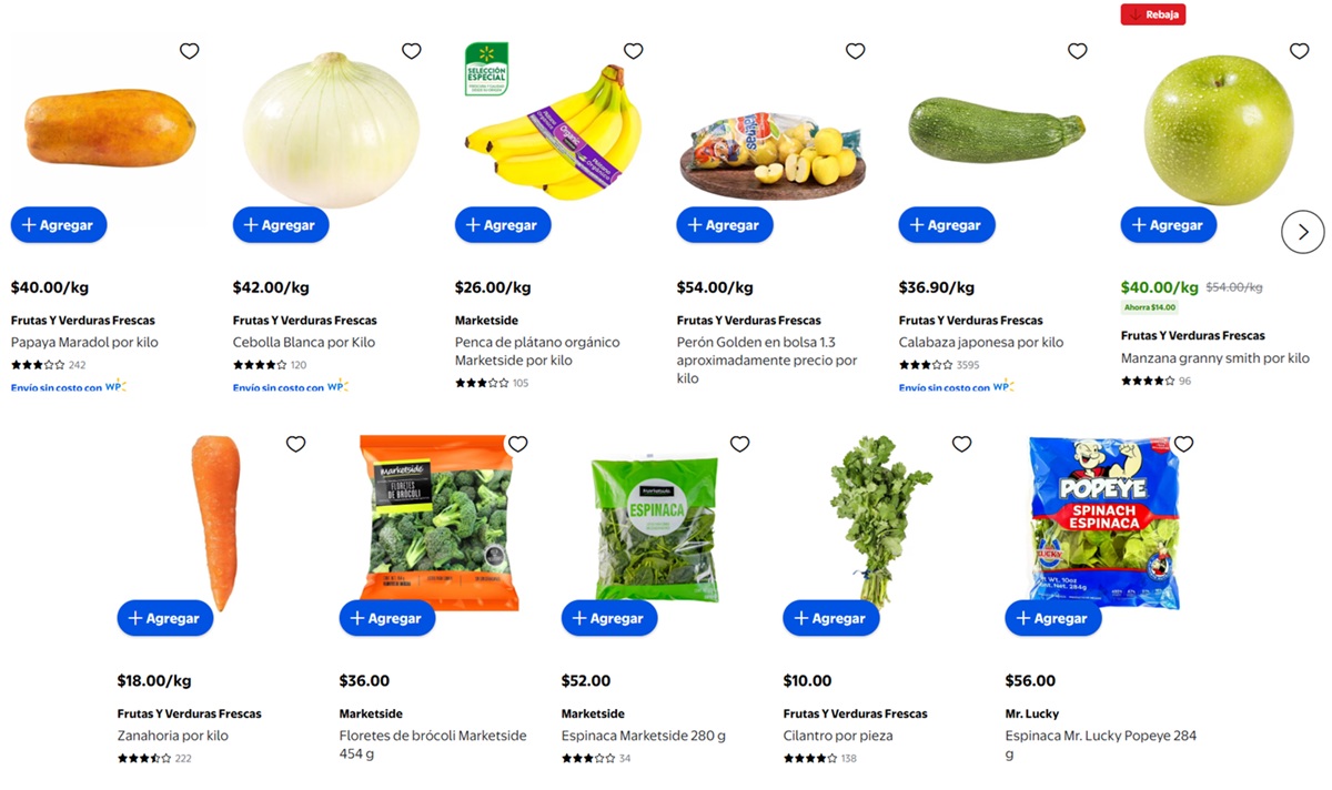 Ofertas de Walmart en frutas y verduras