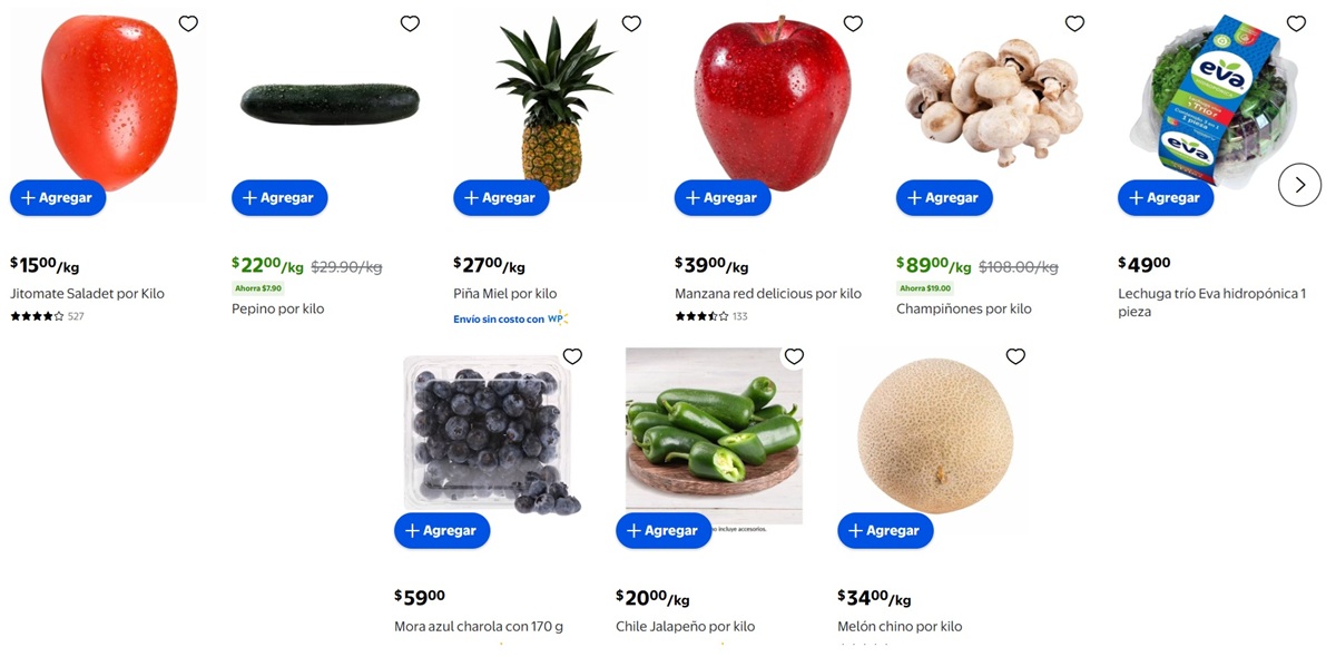 Ofertas de Walmart en frutas y verduras