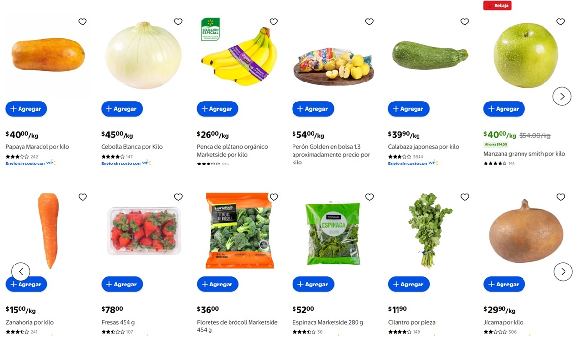 Ofertas de Walmart en frutas y verduras