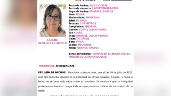 Buscan a Liliana, desaparecida desde julio en Guasave, Sinaloa