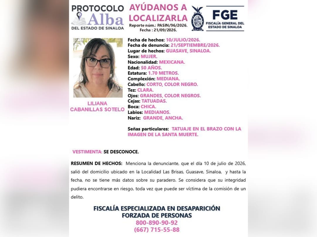 Ficha de Búsqueda de mujer en Guasave