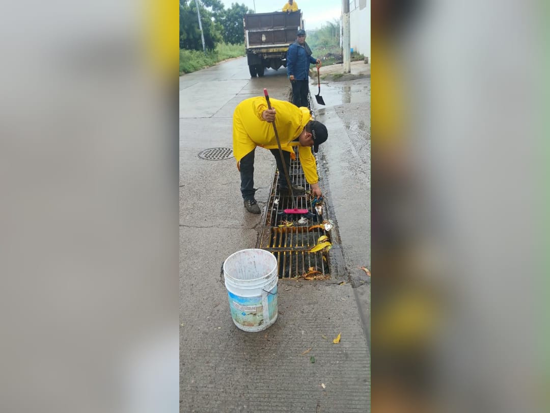Limpieza de alcantarillas en Ahome por lluvias