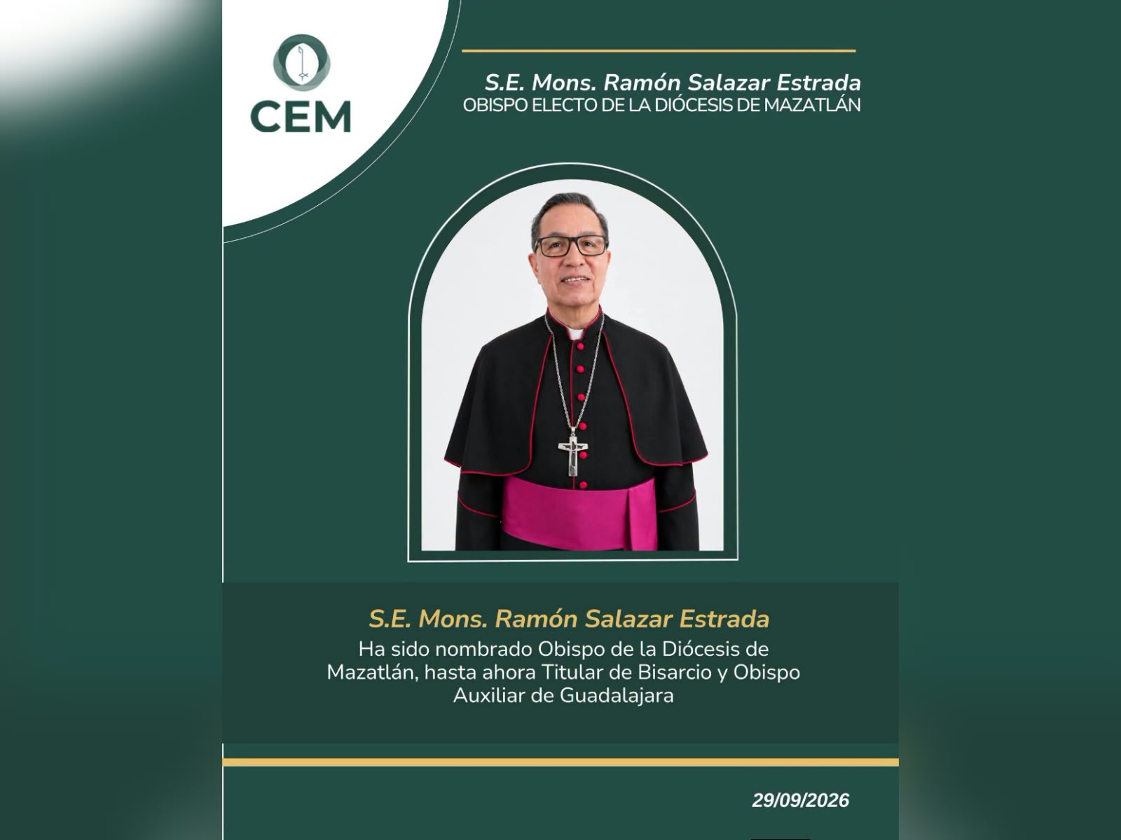 Nuevo obispo de Mazatlán