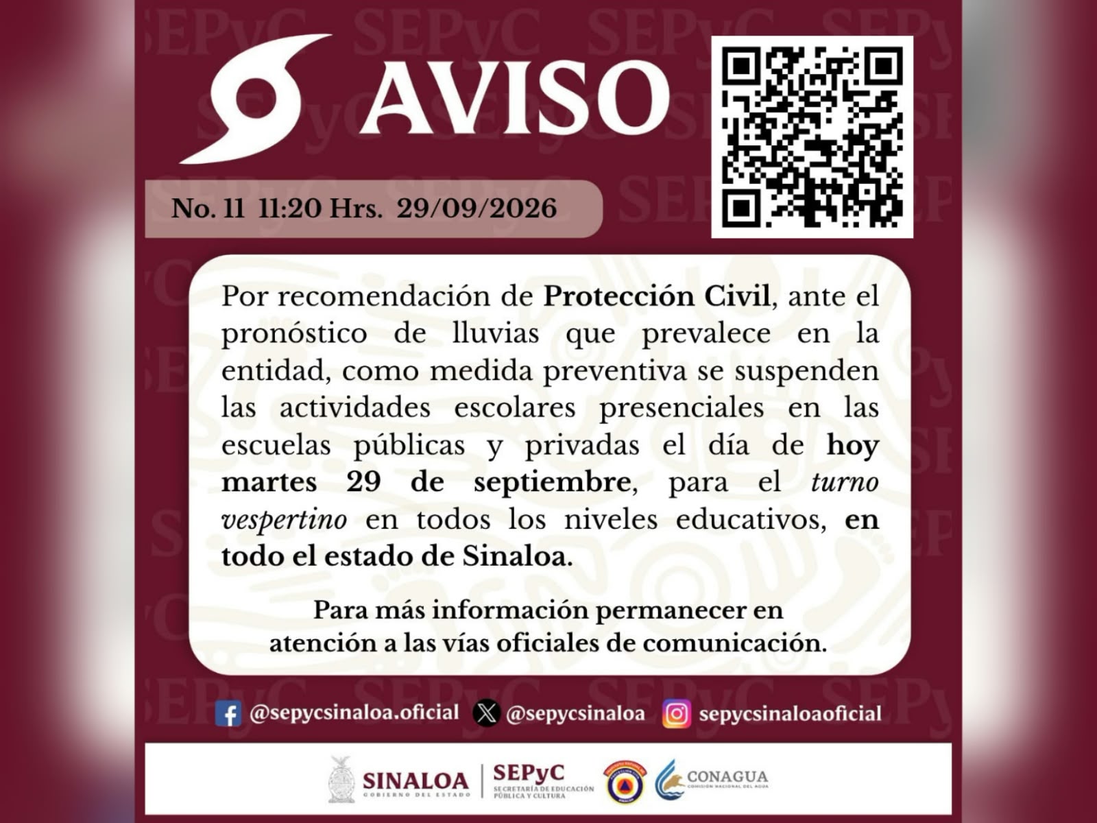 Suspenden clases en Sinaloa por Polo