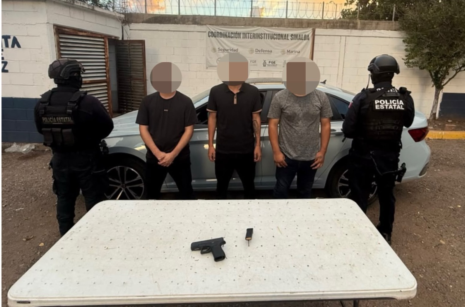 Tras operativo en Valle Alto de Culiacán detienen a tres sujetos con una pistola y vehículo robado