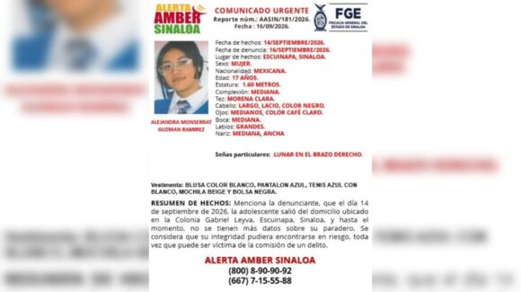 Activan Alerta Amber Sinaloa por la desaparición de Alejandra Monserrat en Escuinapa