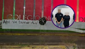 Son padres de un alumno, los detenidos por dejar corona fúnebre y amenazas en colegio de Culiacán; los identificaron por videos