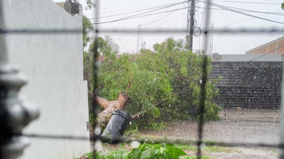 ¡Con razón el calorón! Fuerte aguacero con granizo azota el sector norte de Culiacán