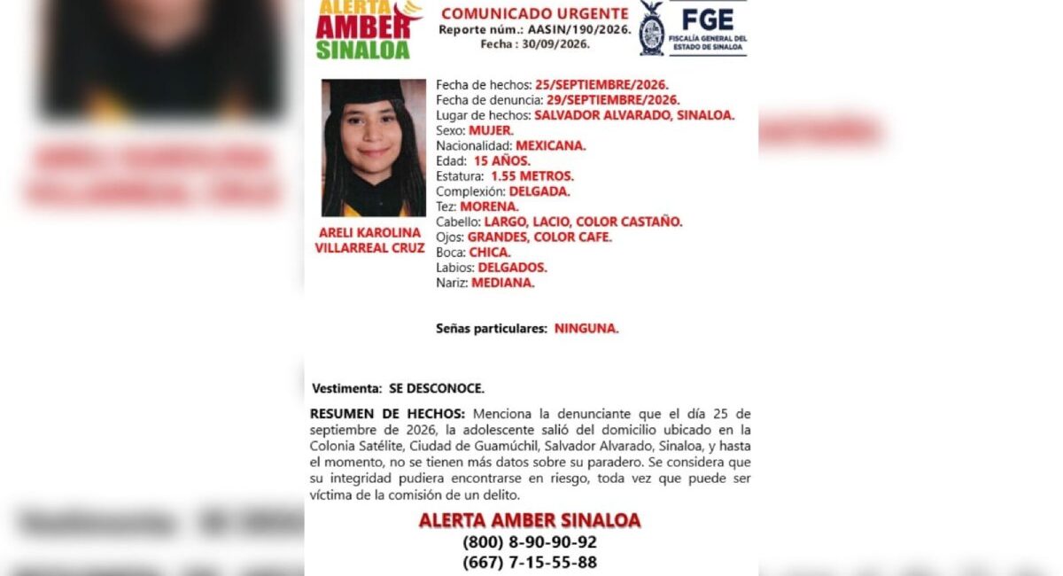 Piden a la población sumarse a la búsqueda de Areli Karolina, adolescente desaparecida en Guamúchil
