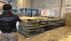 Aseguran más de 49 toneladas y más de 45 mil litros de sustancias químicas, tras cateo en bodega en El Diez, Culiacán