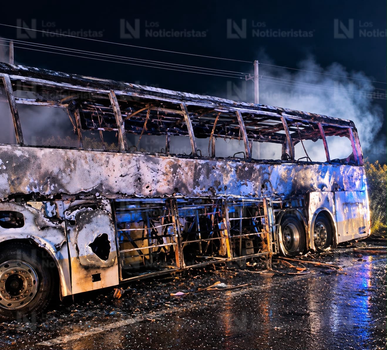 Autobús de pasajeros se incendia en la Mazatlán-Culiacán