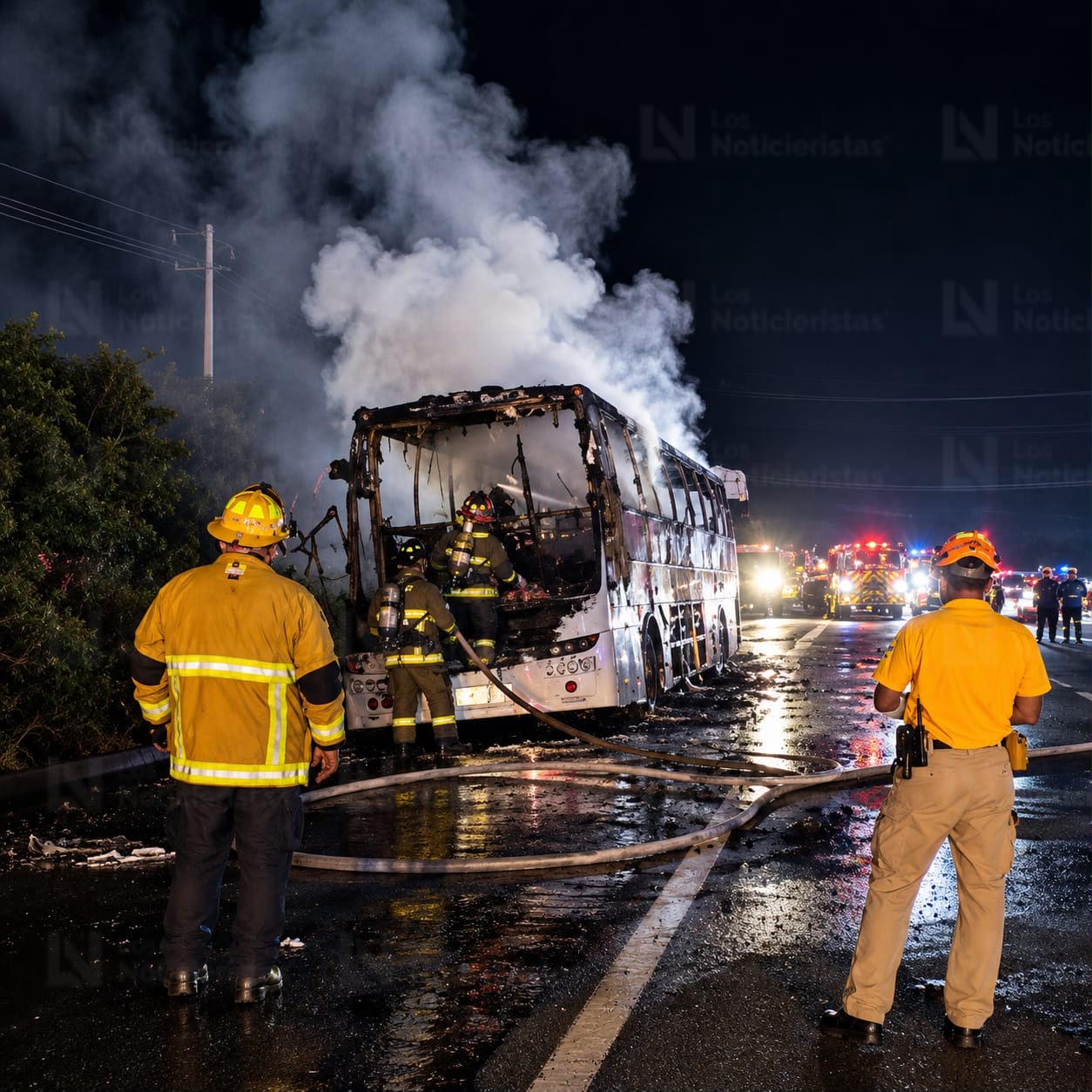 Autobús de pasajeros se incendia en la Mazatlán-Culiacán