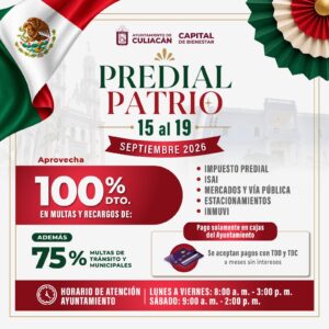 Ayto. de Culiacán lanza el programa de descuentos "Predial Patrio"