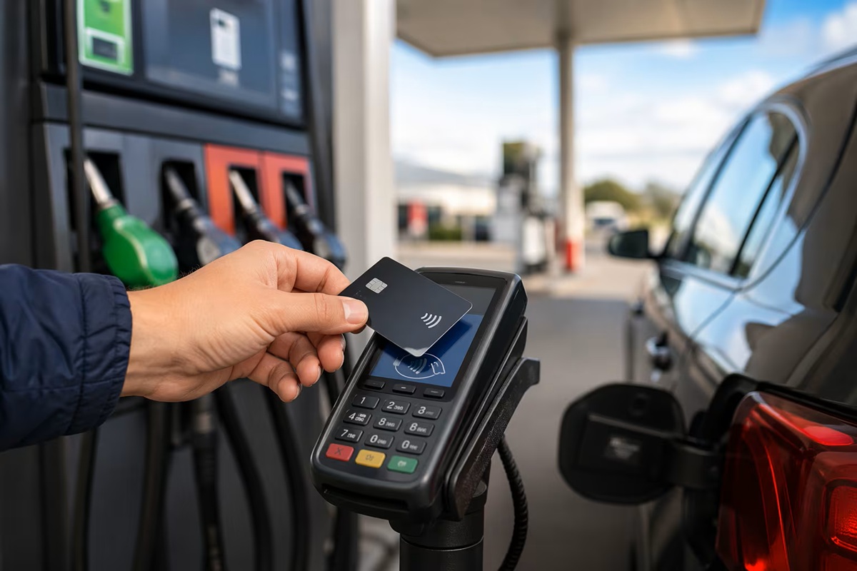 Carga y pago de la gasolina con tarjeta