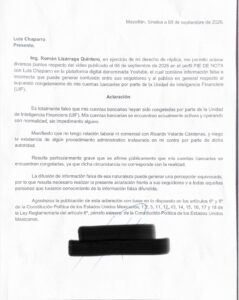 Carta aclaratoria de esposo de Estrella Palacios Domínguez