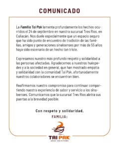 Comunicado de Tai Pak