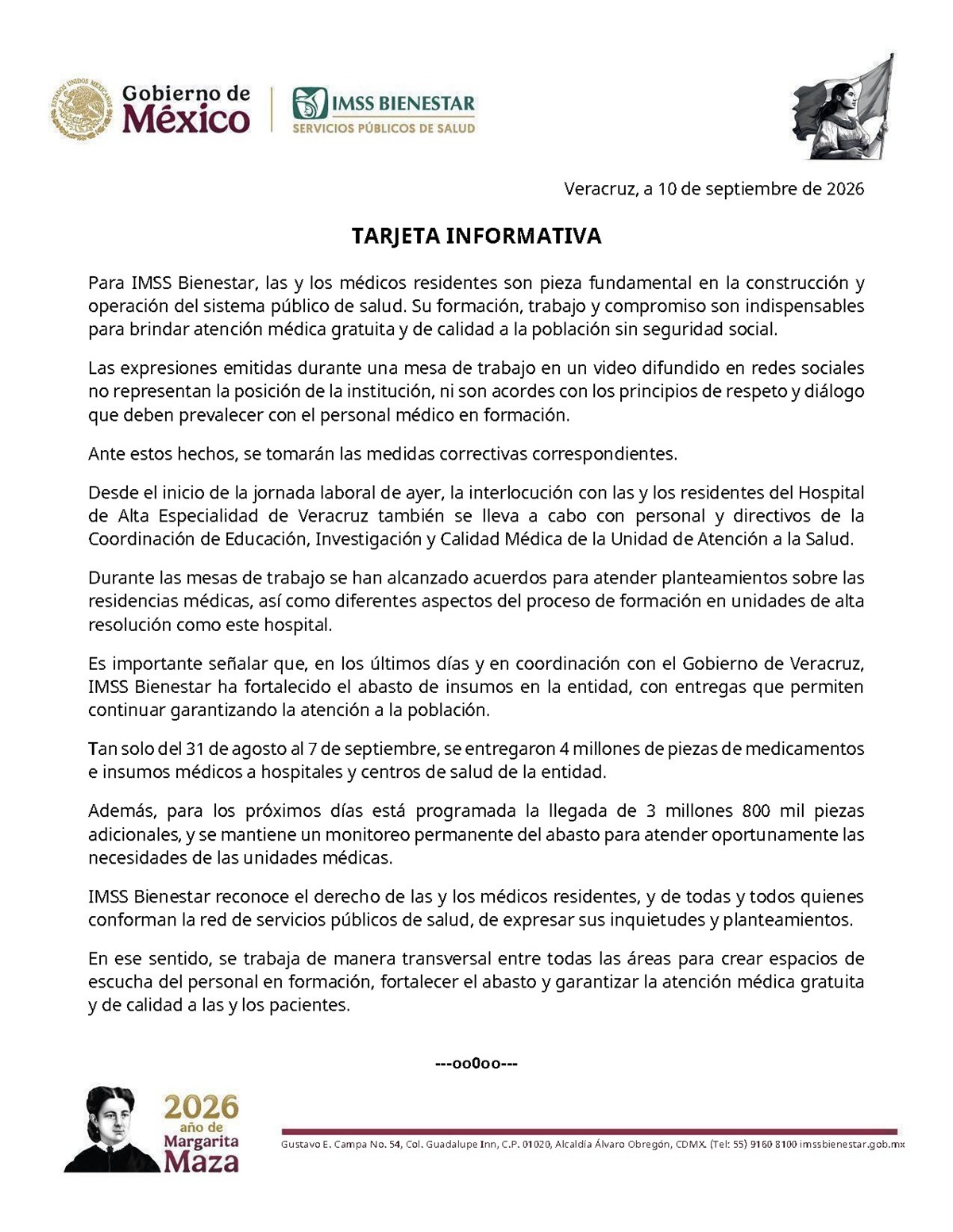Comunicado del IMSS Bienestar