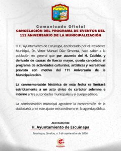 Comunicado de Ayuntamiento de Escuinapa